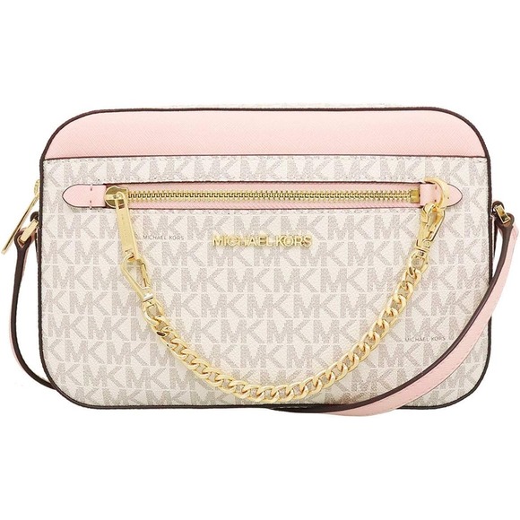 ⭐️NWT Michael Kors Jet Set LG Zip Chain Crossbody Powder Blush Pink Multi Magic! - Picture 4 of 12